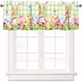 thumbnail image 1 of Rdsfhsp Spring Easter Curtain Valance for Windows Easter Eggs Cute Bunny Rabbits Flowers Rod Pocket Polyester Window Treatments for Kitchen Bedroom Living Room, 54 x 18 inch, 1 of 5