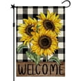thumbnail image 1 of Rdsfhsp Spring Summer Buffalo Floral Sunflower Welcome Linen Garden Flag for Yard Lawn Decor 12"x18", 1 of 5