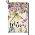 thumbnail image 1 of Rdsfhsp Spring Summer Flower Garden Flag Wisteria Dragonfly Floral Welcome Small Yard Flag Linen Double Sided Vertical Seasonal Farmhouse Yard Outdoor Decoration 12x18 Inch, 1 of 5