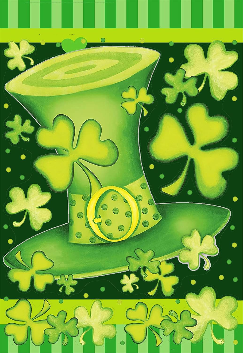Happy St. Patrick's Day Hausflagge – 71x101 Cm, Doppelseitig, Buffalo Plaid Mit Kobold & Kleeblatt, Wetterfeste Jute