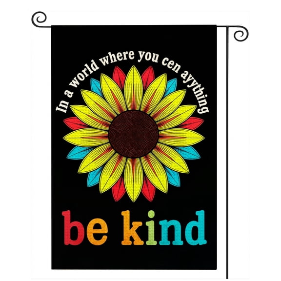 Rdsfhsp Sunflower Be Kind Inspirational Quote Garden Flag 12x18 Double Sided, Outdoor Yard Flags Holiday Decor for Home Lawn