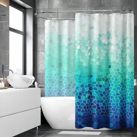 Rdsfhsp Teal Sparkle Ombre Gradient Shower Curtain 72x72 Inch Bathroom Set, Mildew Resistant Waterproof Heavy Duty Fabric, Machine Washable Bath Curtain with Hooks Included