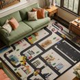 thumbnail image 1 of Rdsfhsp Transportation Road Map Velvet Area Rug, Cars Trucks Streets and Buildings Pattern Soft Carpet for Kids Room Playroom Bedroom Decor, 1 of 5