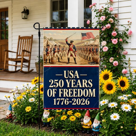Rdsfhsp USA Freedom Patriotic Garden Flag 12x18 Inch, Linen Outdoor Yard Flag, American Holiday Decorative Flag for Front Porch Lawn Patio Garden Decor