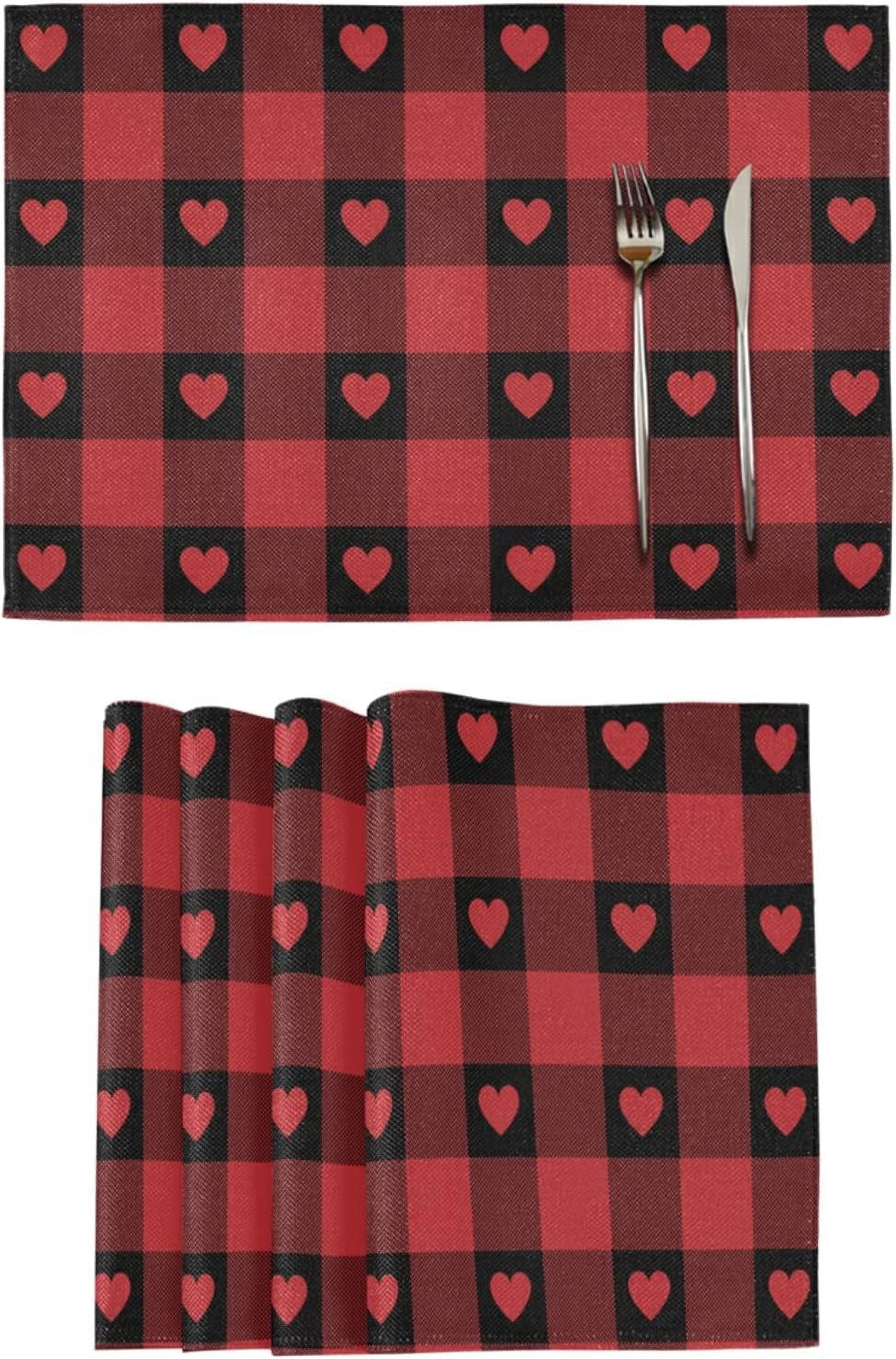 Rdsfhsp Valentine's Day Placemats Kitchen Tables Mats Red Buffalo Check