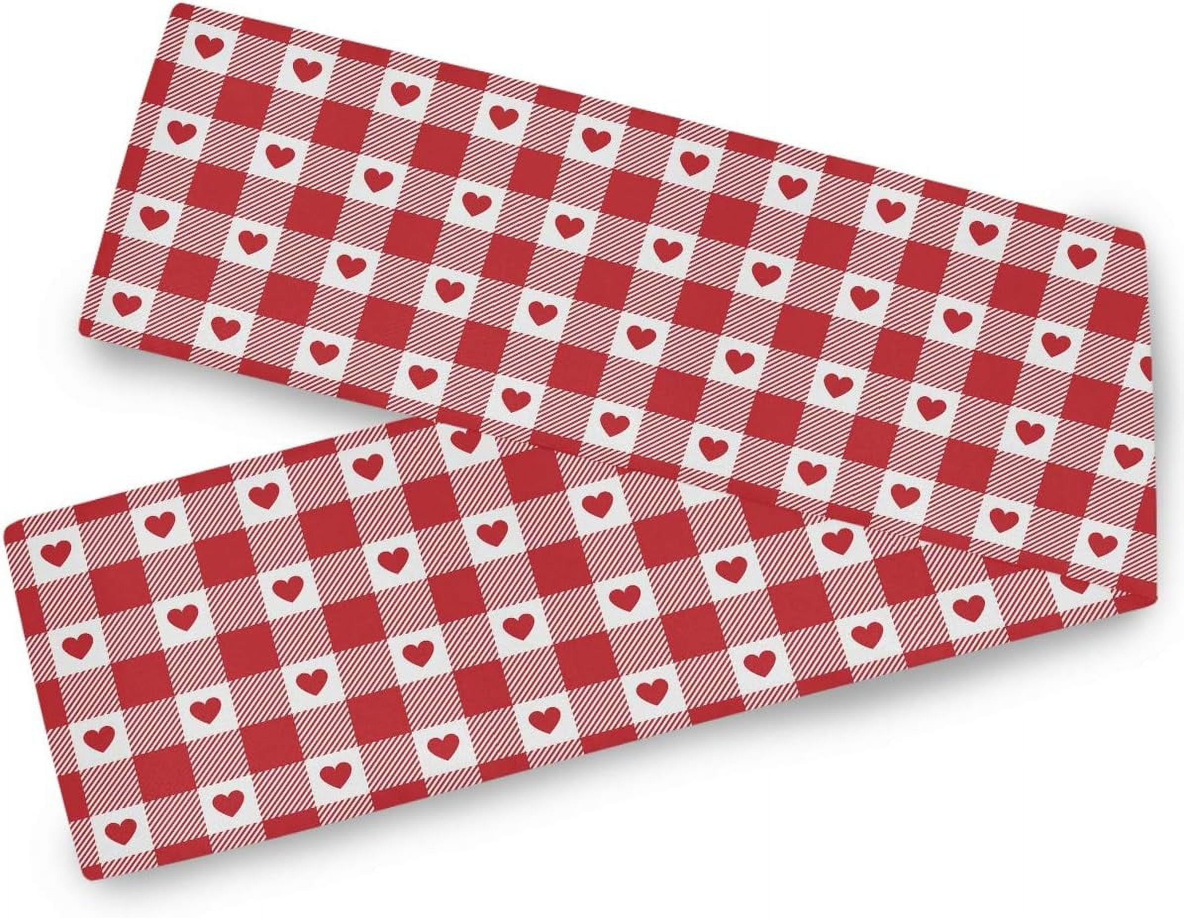 Rdsfhsp Valentine's Day Red Heart Table Runner 13x72 Inch Double Sided ...