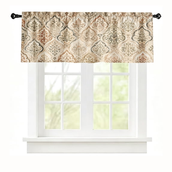 Rdsfhsp Vintage Ethnic Paisley Motif Window Valance Ornamental Short Curtain Rod Pocket for Living Room