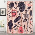 thumbnail image 1 of Rdsfhsp Vintage Halloween Shower Curtain, Creepy Gothic Skeleton Skulls Bats Fun Cute Halloween Themed Shower Curtains with Hooks Scary Spooky Horror Bathroom Decor, 1 of 5