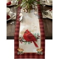 thumbnail image 1 of Rdsfhsp Watercolor Red Cardinal Bird Branch Cotton and Linen Table Runners 13x72in, Table Cover Dresser Christmas Bells Washable Table Decor for Kitchen Party Wedding Gathering, 1 of 5