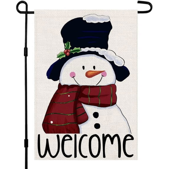 Rdsfhsp Welcome Christmas Garden Flag 12x18 Inch Double Sided Linen Yard Flags Winter Yard Outdoor Decoration