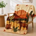 thumbnail image 1 of Rdsfhsp Western Desert Cowboy Horse Cactus Flannel Throw Blanket Soft Warm Fleece Blanket for Bed Couch Sofa Cottage Cabin Decor Gift, 1 of 5