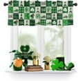 thumbnail image 1 of Rdsfhsp Window Valances Kitchen Rod Pocket Short Curtain Panels Retro St. Patrick's Day Gnome Shamrock Buffalo Checkered Valance Curtains for Living Room Bedroom, 1 of 5