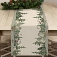 thumbnail image 1 of Rdsfhsp Winter Forest Reindeer Pine Tree Table Runner, Christmas Elk Watercolor Sparrow Home Kitchen Decor, Woodland Xmas Seasonal Farmhouse Burlap Dining Decoration 13x72 Inch, 1 of 5