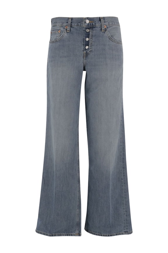 Wide-Leg Cotton Denim Jeans With Washed Finish (Women's)