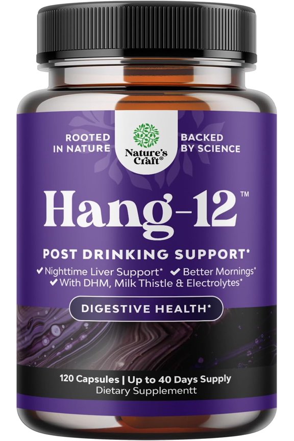 Hang-12 DHM Liver Supplement for Rehydration and Post-Drinking Support, 120 Capsules
