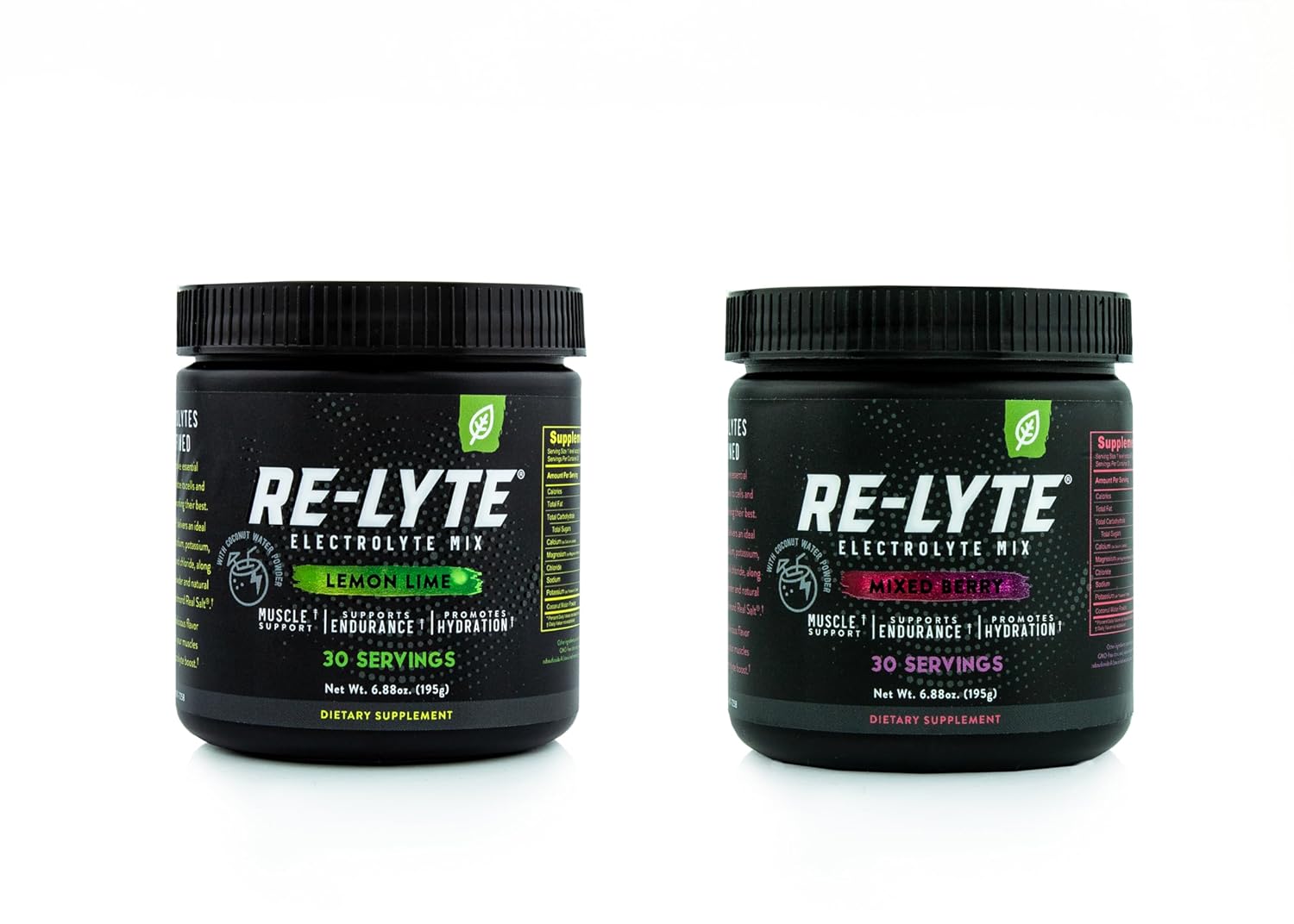 ReLyte Electrolyte Drink Mix, 30 serving SMALL 6.88oz jar, Lemon Lime