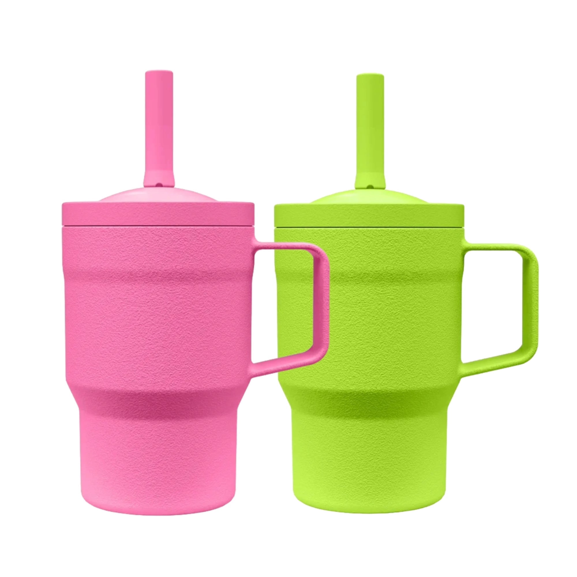 Re-Play 10 oz Toddler Tumbler 2-Pack – No-Spill Straw Cups, Dishwasher Safe, Pink/Lime Green