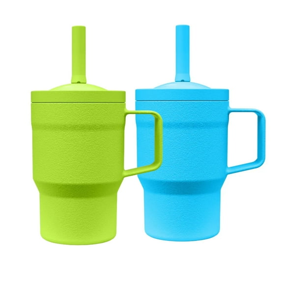 Re-Play 10 oz Toddler Tumbler 2-Pack – No-Spill Straw Cups, Dishwasher Safe, Sky Blue/Lime Green