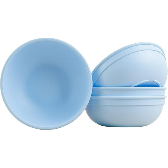 Re-Play 20 Oz. Toddler Bowls for Snack and Everyday Dining - Dishwasher and Microwave Safe - Made in USA - Set of 4-4.75" x 4.75" x 2" - Ice Blue
