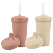 Re-Play Sippy to Straw Kids Cups - 10 oz. Set of 2 - USA Made Recycled BPA-Free Plastic Lid Choice - Grows with Your Child - Desert, Sand