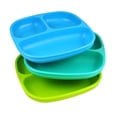 thumbnail image 1 of Re-Play 3pk Toddler Feeding Divided Plates with Deep Sides for Easy Baby, Toddler, and Child Feeding -Sky Blue, Aqua, Green (Under The Sea) Durable, Dependable and Tough Toddler Plates!, 1 of 5