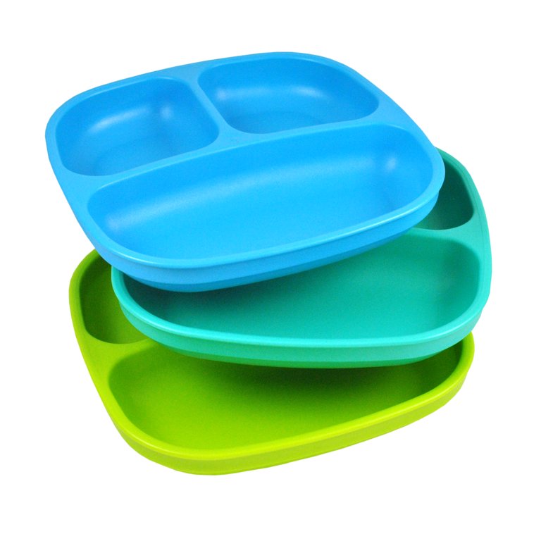 Re-Play 3 Pack Divided Plates - Primary Colors