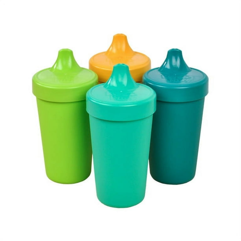 Re-Play Made in The USA 3pk Toddler Feeding No Spill Sippy Cups for Baby,  Toddler, and Child Feeding - Red, Yellow, Sky Blue (Primary)  Durable,  Dependable and Tough Toddler Sippy Cups! 