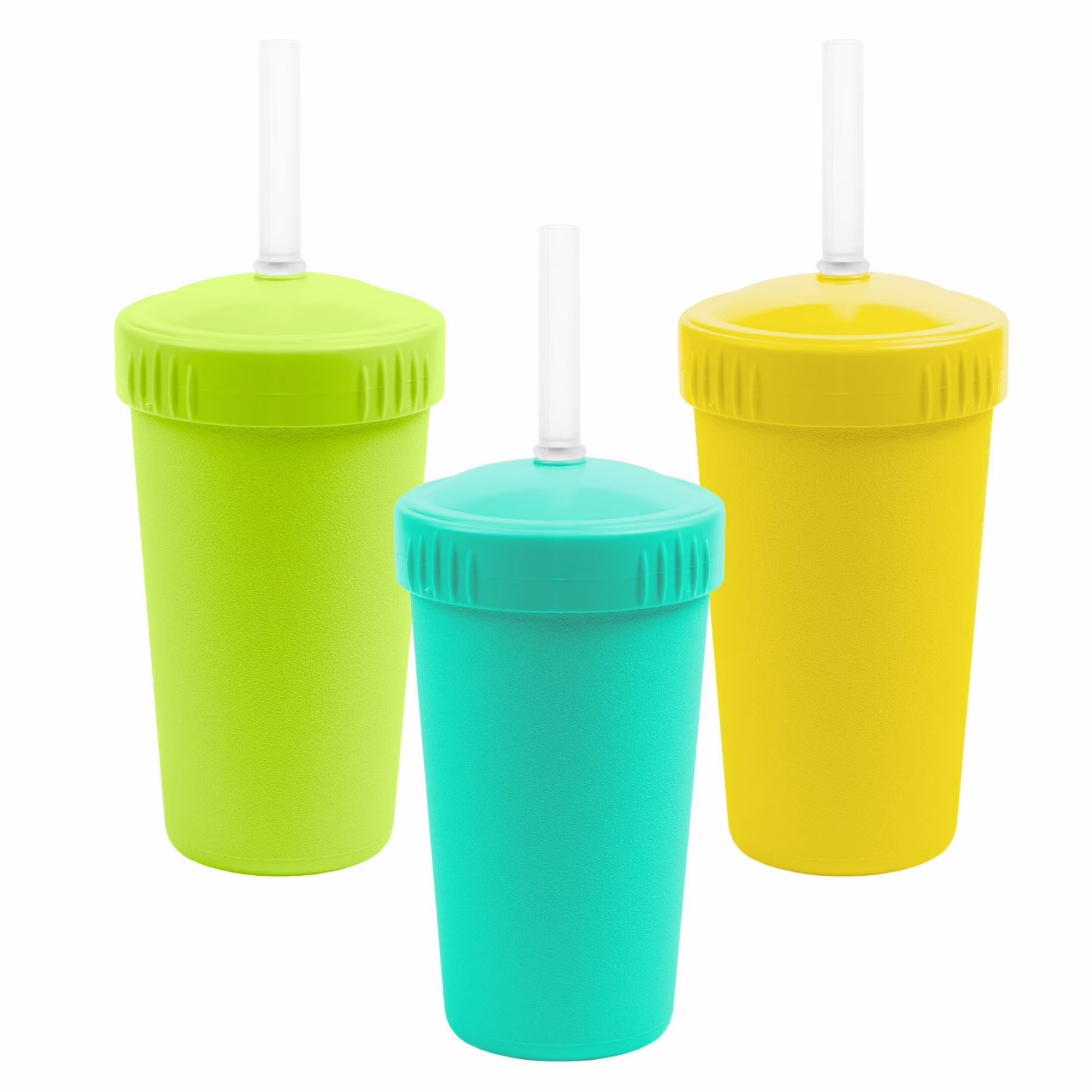Re-Play Sippy Cups for Toddlers - 10 oz. Straw Cups for Kids with Silicone Locking Straws - Dishwasher & Microwave Safe - Made in the USA - Set of 3- Sunwave