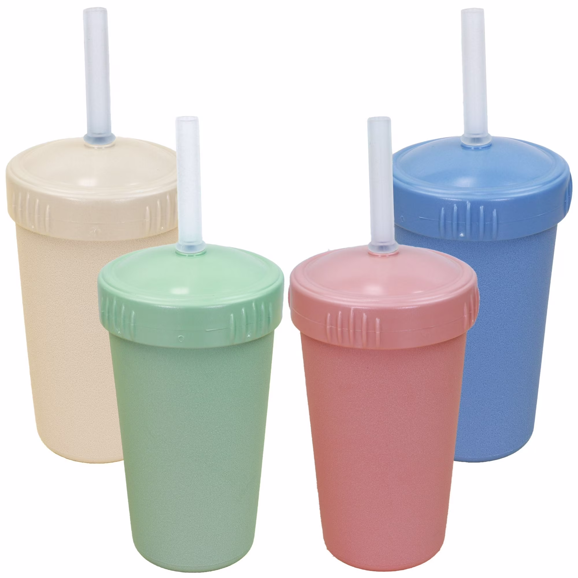 Re-Play Sippy Cups for Toddlers - 10 oz. Straw Cups Set of 4 for Kids - Silicone Locking Straws - Dishwasher/Microwave Safe - USA Made - Desert Sands