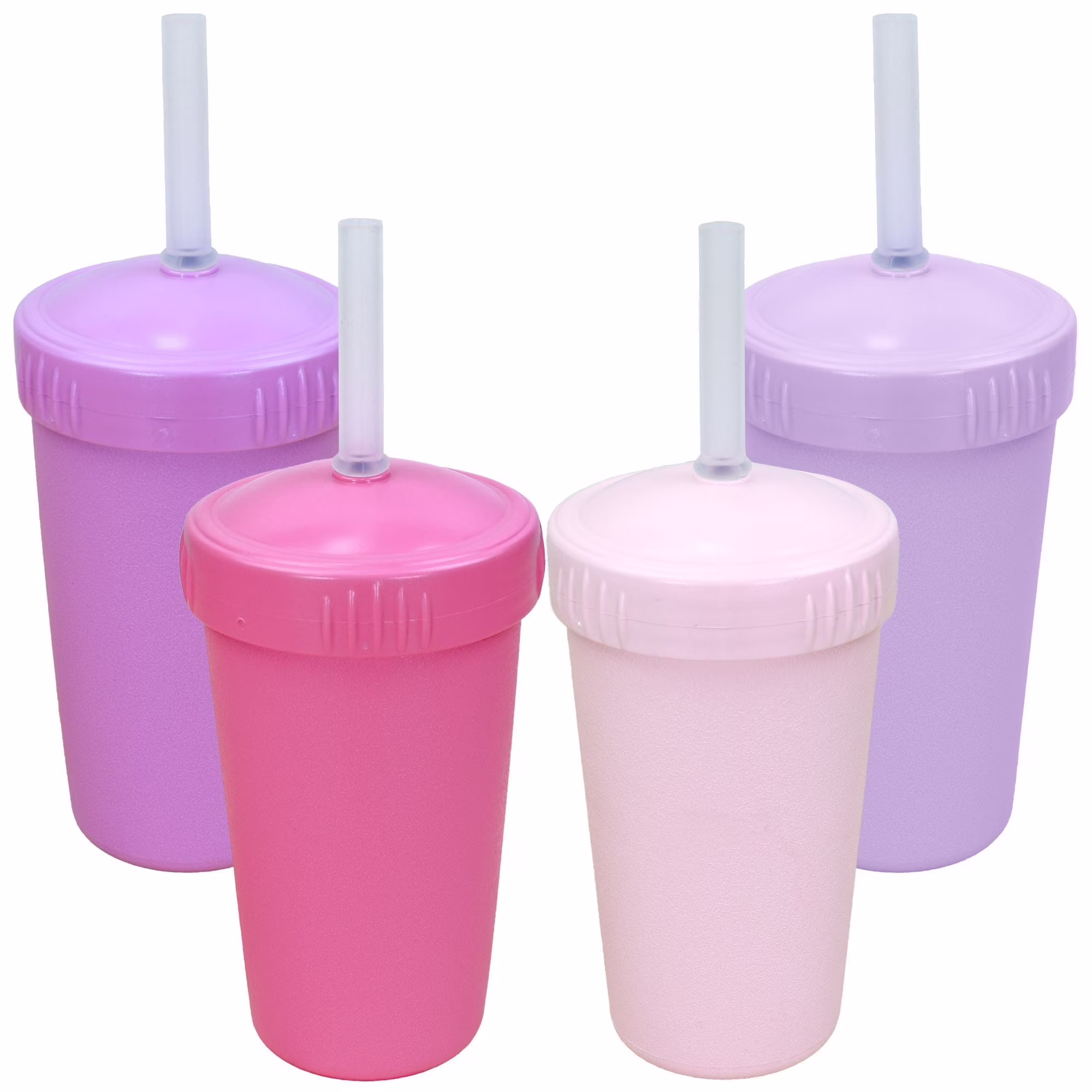 Re-Play Sippy Cups for Toddlers - 10 oz. Straw Cups Set of 3 for Kids - Silicone Locking Straws - Dishwasher/Microwave Safe - USA Made - Pixel Blush