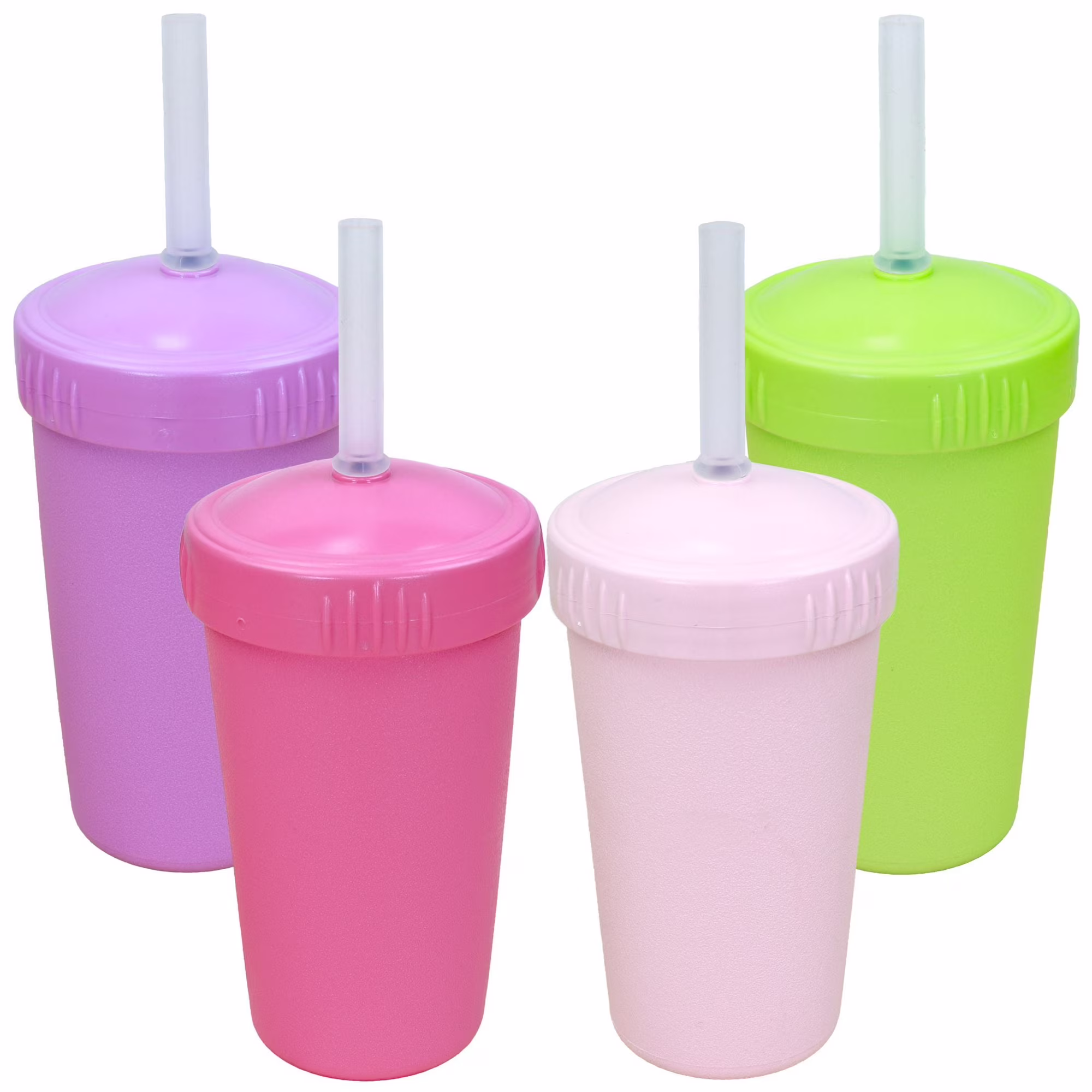 Re-Play Sippy Cups for Toddlers - 10 oz. Straw Cups Set of 3 for Kids - Silicone Locking Straws - Dishwasher/Microwave Safe - USA Made - Tulip