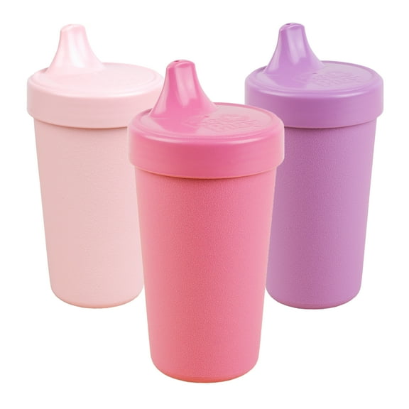 Re-Play Sippy Cups for Toddlers - 10 Oz. Reusable Spill Proof Cups for Kids, Dishwasher/Microwave Safe - Made in the USA - Set of 3 - Pixel Blush