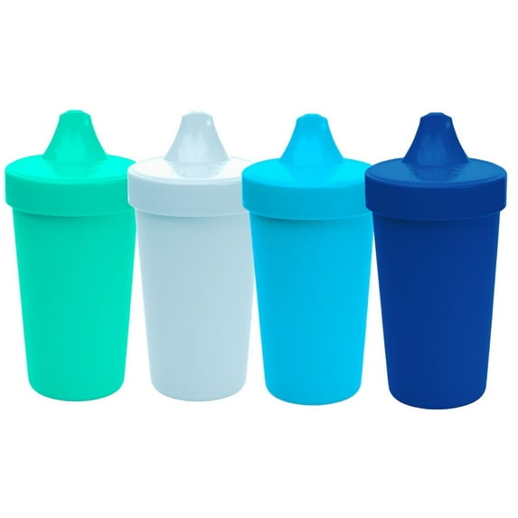 Re-Play Sippy Cups for Toddlers - 10 Oz. Reusable Spill Proof Cups for Kids, Dishwasher/Microwave Safe - Made in the USA - Set of 4 - Ocean Waves