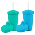 thumbnail image 1 of Re-Play Sippy to Straw Kids Cups - 10 oz. Set of 2 - USA Made Recycled BPA-Free Plastic Lid Choice - Grows with Your Child - Aqua, Sky, 1 of 10