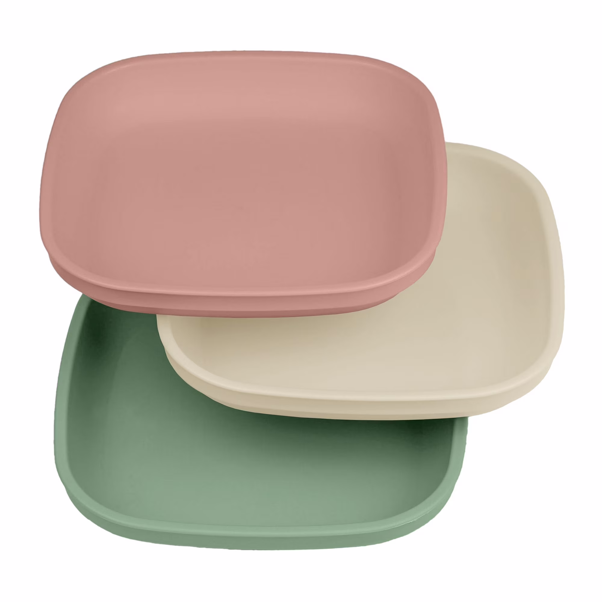 Re-Play Toddler Plates - 7 inch Deep-Walled Flat Kids Plates - Dishwasher & Microwave Safe - Made in the USA - Set of 3 - Desert Sands