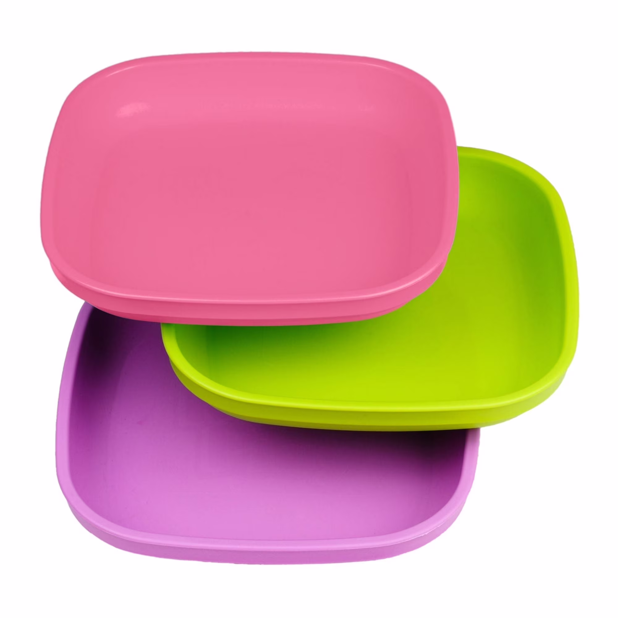 Re-Play Toddler Plates - 7 inch Deep-Walled Flat Kids Plates - Dishwasher & Microwave Safe - Made in the USA - Set of 3 - Tulip
