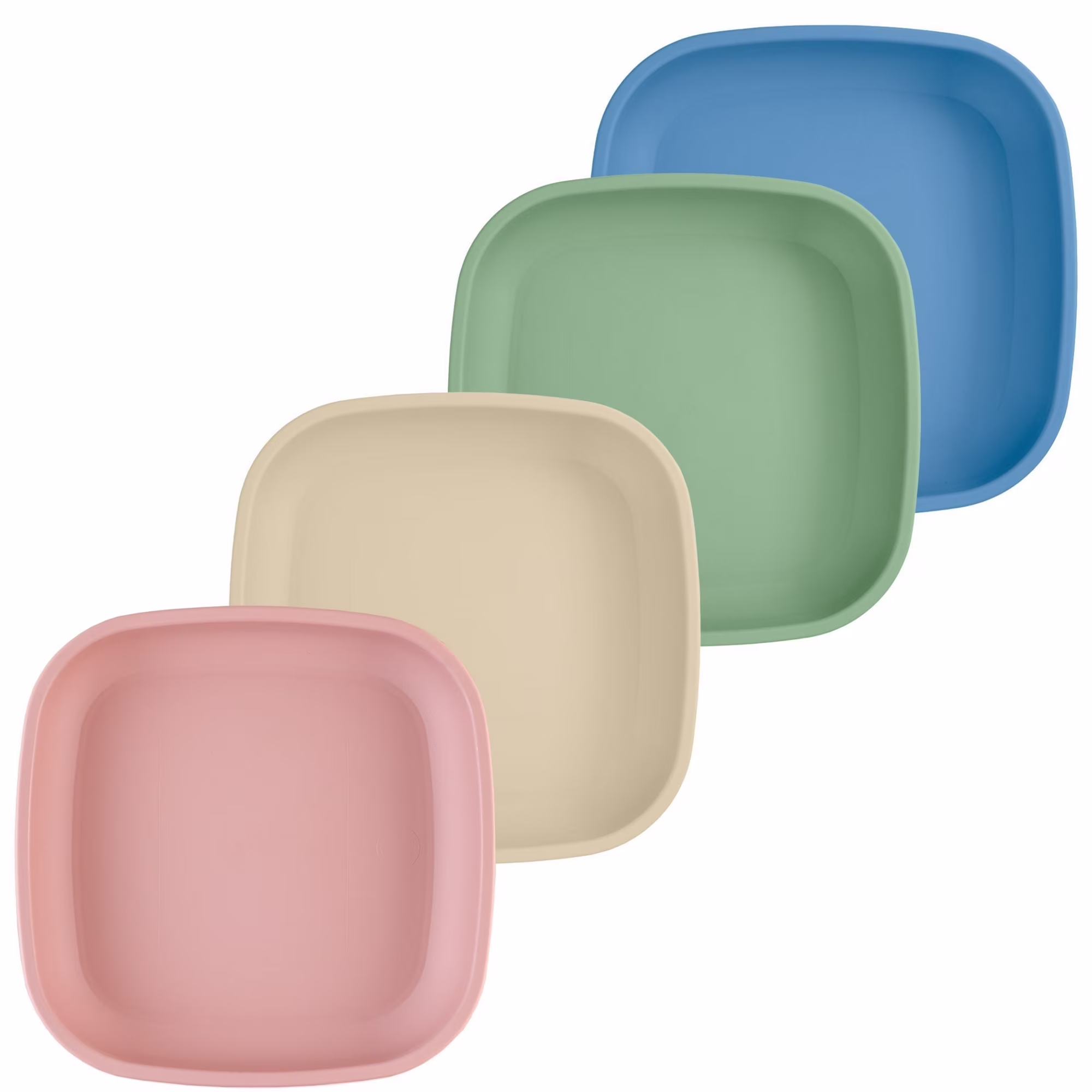 Re-Play Toddler Plates - 7 inch Deep-Walled Flat Kids Plates - Dishwasher & Microwave Safe - Made in the USA - Set of 4 - Desert Sands