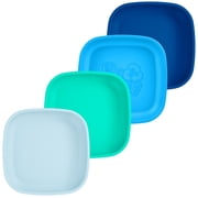 Re-Play Toddler Plates - 7 inch Deep-Walled Flat Kids Plates - Dishwasher & Microwave Safe - Made in the USA - Set of 4 - Ocean Waves
