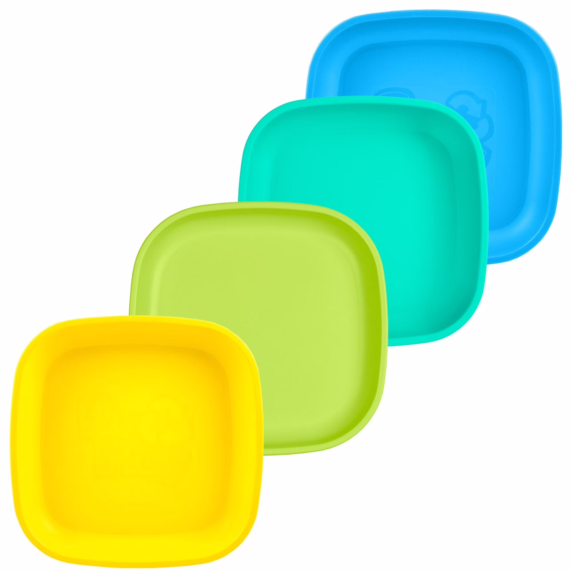 Re-Play Toddler Plates - 7 inch Deep-Walled Flat Kids Plates - Dishwasher & Microwave Safe - Made in the USA - Set of 4 - Sunwave