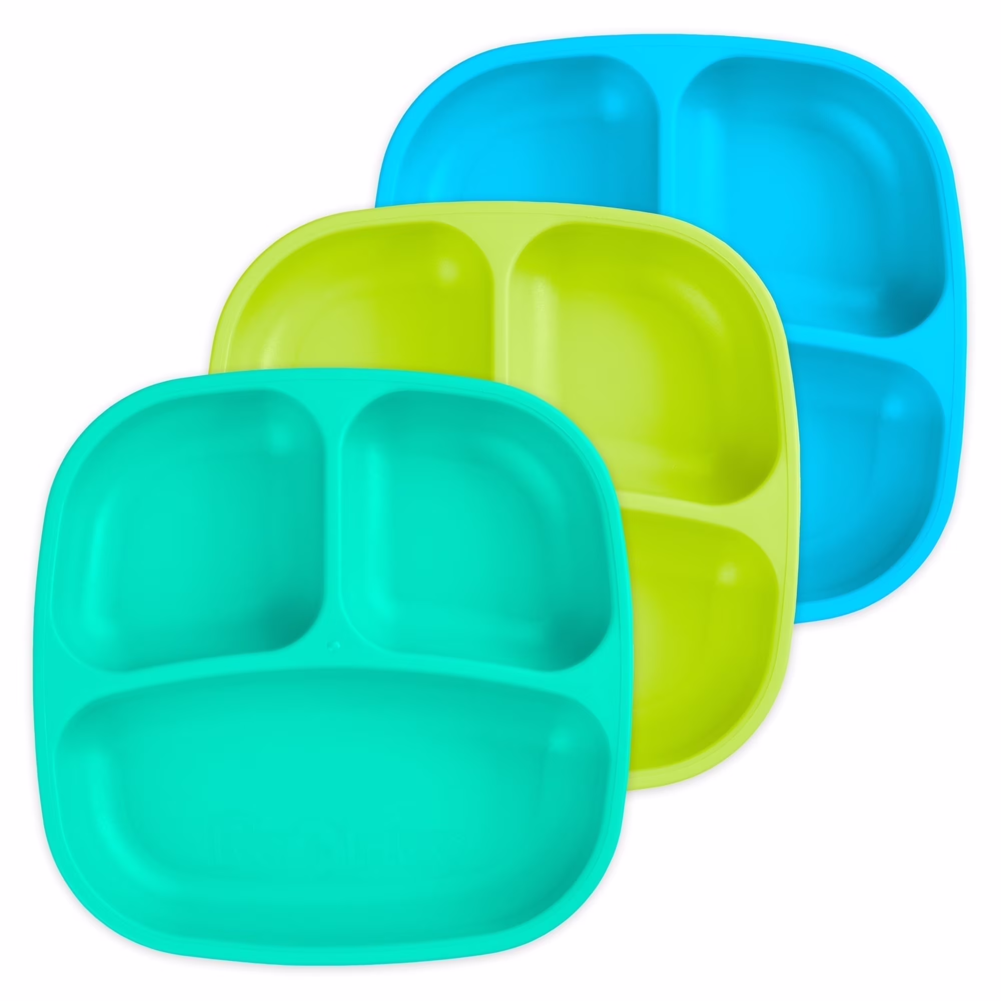 Re-Play Toddler Plates with Dividers - Deep-Walled 3 Compartments Divided Plates for Kids - Dishwasher & Microwave Safe - Made in USA - Set of 3 - Under the Sea