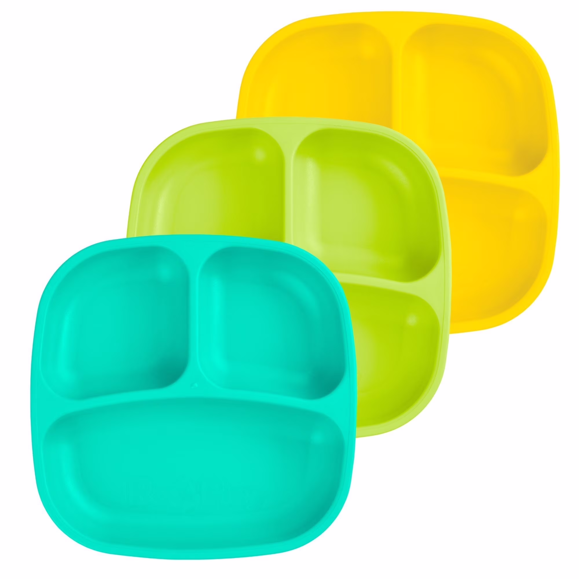 thumbnail image 1 of Re-Play Toddler Plates with Dividers - Deep-Walled 3 Compartments Divided Plates for Kids - Dishwasher & Microwave Safe - Made in USA - Set of 3 - Sunwaves, 1 of 11