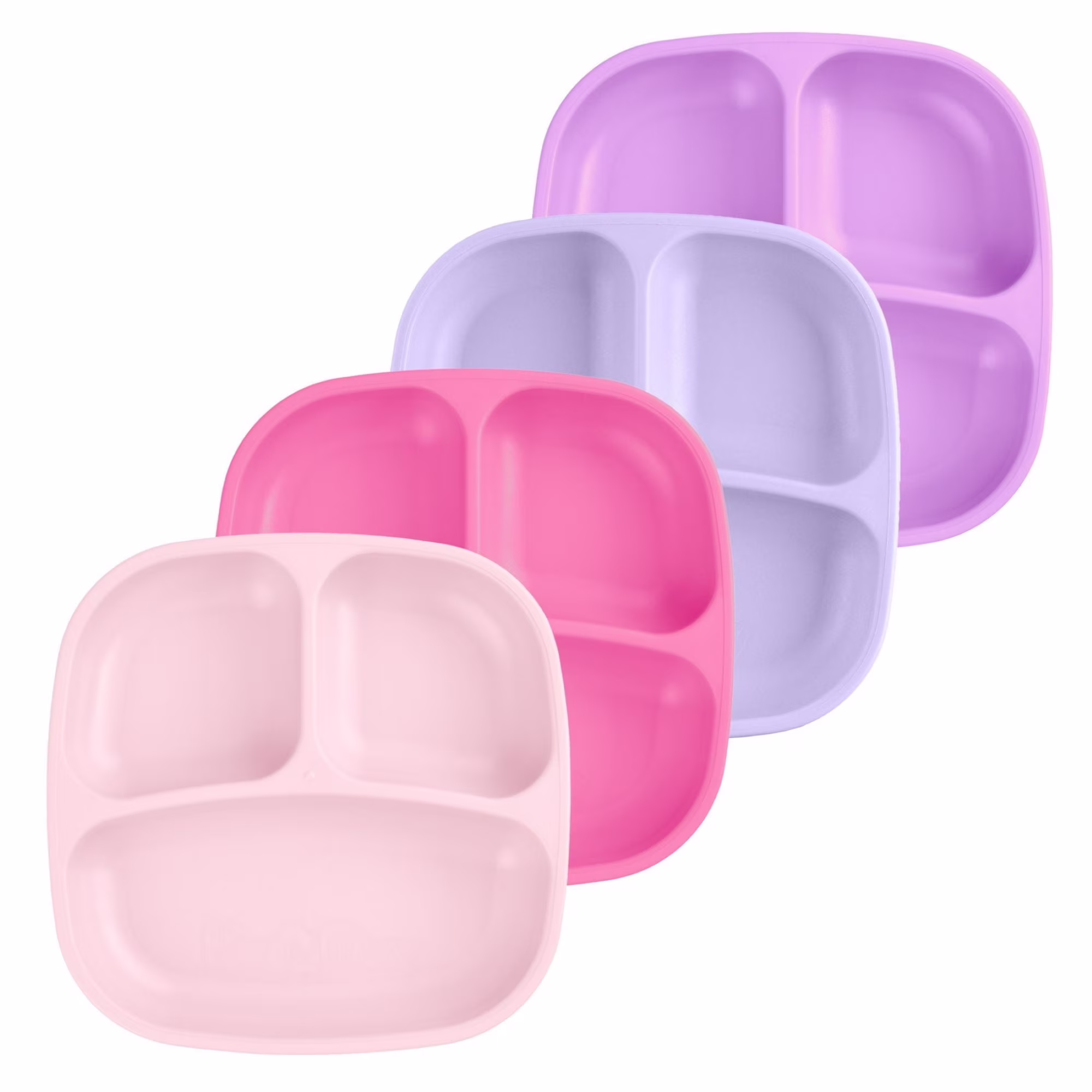 thumbnail image 1 of Re-Play Toddler Plates with Dividers - Deep-Walled 3 Compartments Divided Plates for Kids - Dishwasher & Microwave Safe - Made in USA - Set of 4 - Pixel Blush, 1 of 10