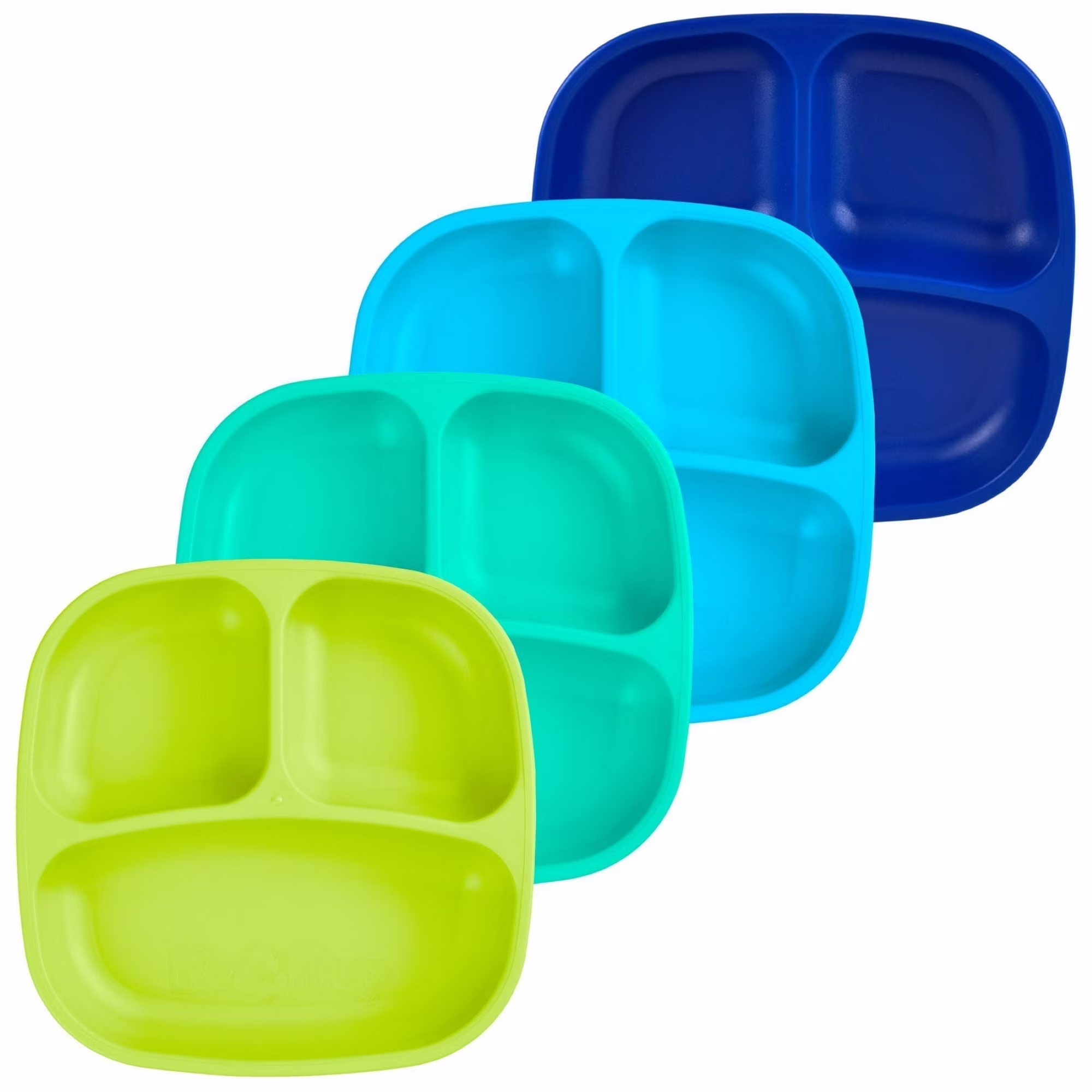 Re-Play Toddler Plates with Dividers - Deep-Walled 3 Compartments Divided Plates for Kids - Dishwasher & Microwave Safe - Made in USA - Set of 4 - Under The Sea