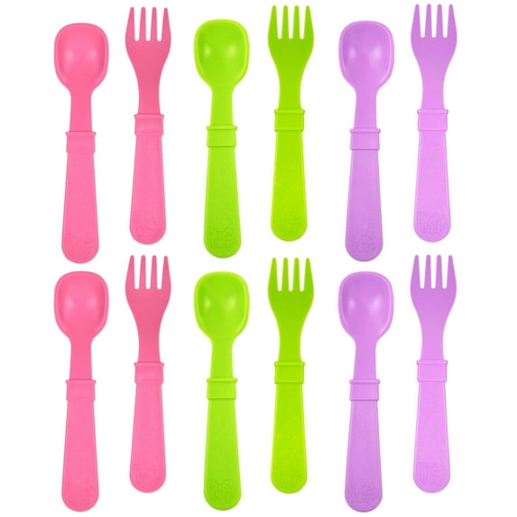 Re-Play Toddler Utensils, Kids Silverware 12pk BPA Free Baby Utensils Tulip