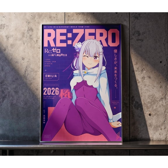 Re Zero Emilia Poster GooGate - 8X12, UNFRAMED