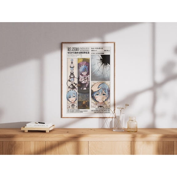 Re Zero Rem Manga Poster, Anime Wall Art Unframed Size 24''x36'' GooGate