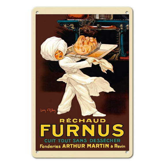 Réchaud Furnus Stoves - Cook Everything Without Drying Out (Cuit Tout sans Dessécher) - Vintage French Advertising Poster by Jean D'Ylen c.1926 - 8 x 12 inch Vintage Metal Tin Sign