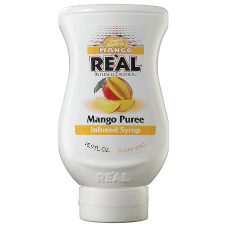 Reàl Infused Exotics Simply Squeeze Mango Infused Syrup 16.9oz Bottle for Mixologists, Chefs, Cooks