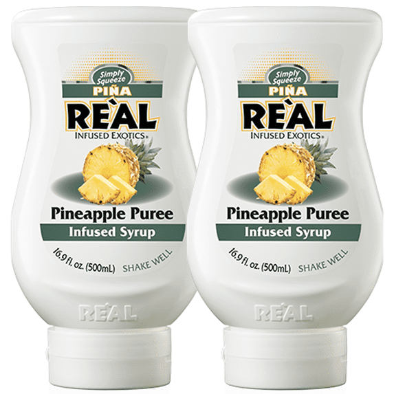 Reàl Infused Exotics Simply Squeeze Pineapple Infused Syrup 16.9oz Bottle for Mixologists, Chefs, Cooks | 2 PACK
