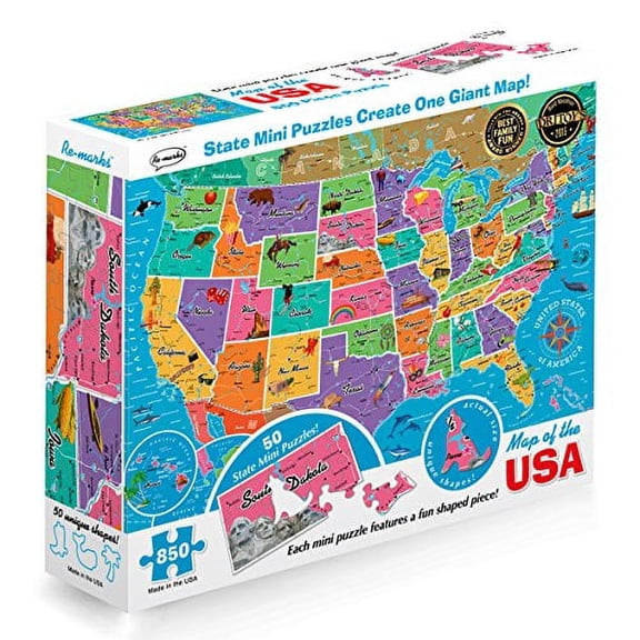 Re-marks Map of the USA 850 Piece Puzzle with Mini Poster